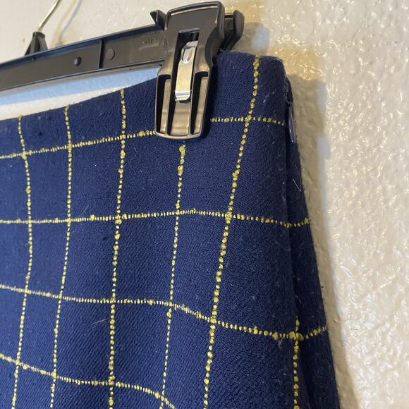 Ann Taylor LOFT A Line Skirt Fully Lined Navy Blue/Yellow Side Zipper Size 0 - Picture 2 of 6